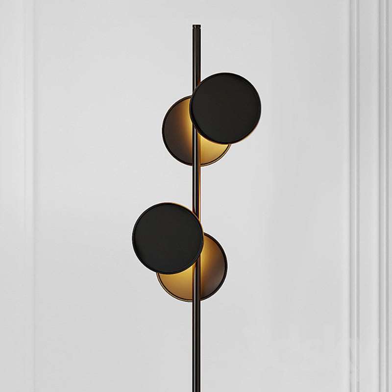 Simple Circular Standing Light Metal 2 Heads Living Room Floor Reading Lamp in Black Clearhalo 'Floor Lamps' 'Lamps' Lighting' 2011800