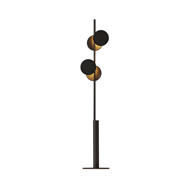 Simple Circular Standing Light Metal 2 Heads Living Room Floor Reading Lamp in Black Clearhalo 'Floor Lamps' 'Lamps' Lighting' 2011801