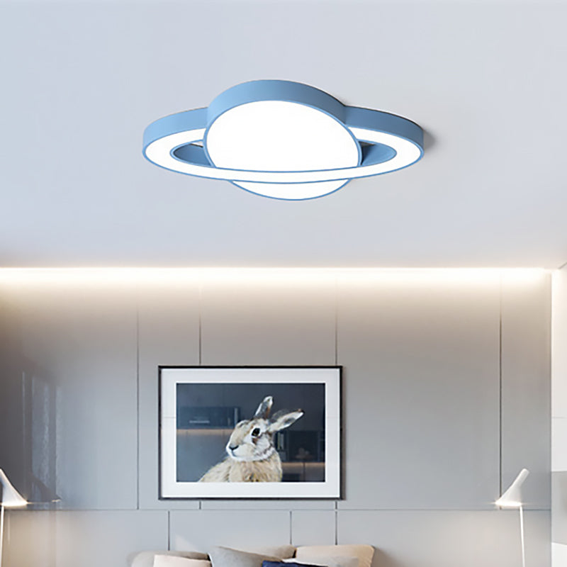 White/Pink/Yellow/Blue Planet Shape Flush Mount Lamp Nordic Style Acrylic LED Ceiling Light Fixture for Kid Bedroom Blue Clearhalo 'Ceiling Lights' 'Close To Ceiling Lights' 'Close to ceiling' 'Flush mount' Lighting' 201198