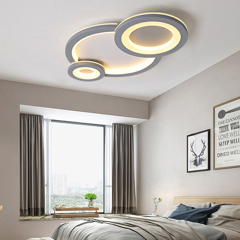 White Ring & Oval Ceiling Light Simple Acrylic LED Flush Mount Light for Adult Child Room Grey Warm Clearhalo 'Ceiling Lights' 'Close To Ceiling Lights' 'Close to ceiling' Lighting' 201213