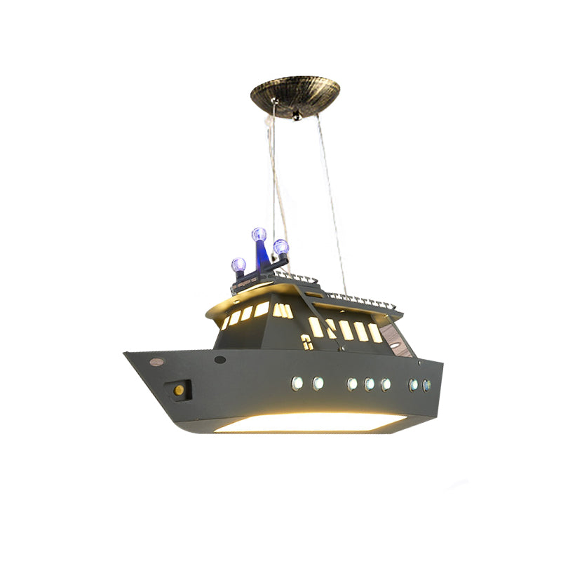 Metal Ship Shaped Pendant Lamp Child Bedroom Modern Creative Hanging Light in Gray Clearhalo 'Ceiling Lights' 'Pendant Lights' 'Pendants' Lighting' 201434