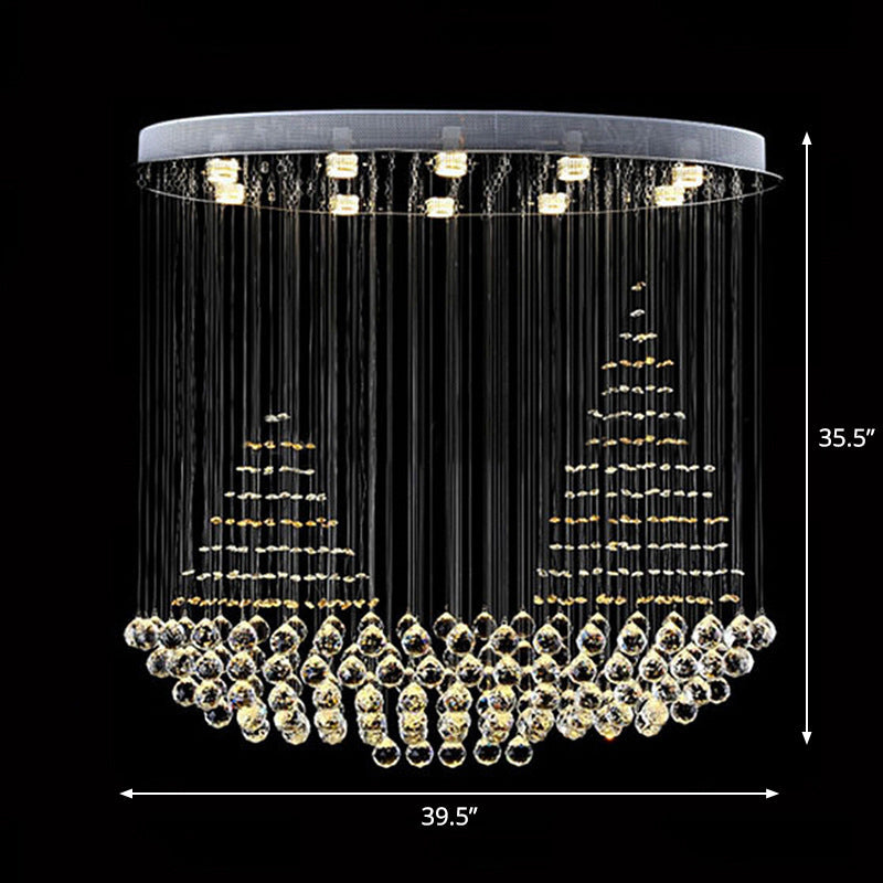 10 Lights Crystal Ceiling Lighting Modern Stainless Steel Sailboat Living Room Flush Mount Lamp Clearhalo 'Ceiling Lights' 'Close To Ceiling Lights' 'Close to ceiling' 'Flush mount' Lighting' 2015361