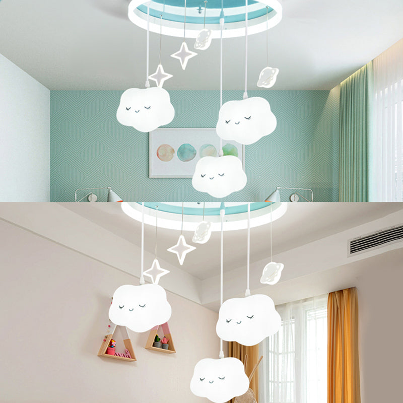 Starry LED Ceiling Mount Light Cartoon Acrylic Flush Light with Round in Green for Baby Bedroom Clearhalo 'Ceiling Lights' 'Pendant Lights' 'Pendants' Lighting' 201577