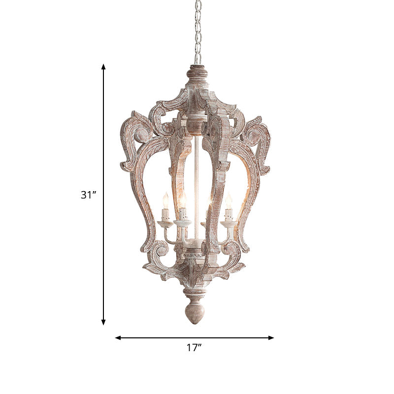 Rural Pavilion Pendant Lamp 1-Light Distressed Wood Hanging Ceiling Light for Living Room Clearhalo 'Ceiling Lights' 'Pendant Lights' 'Pendants' Lighting' 2016164