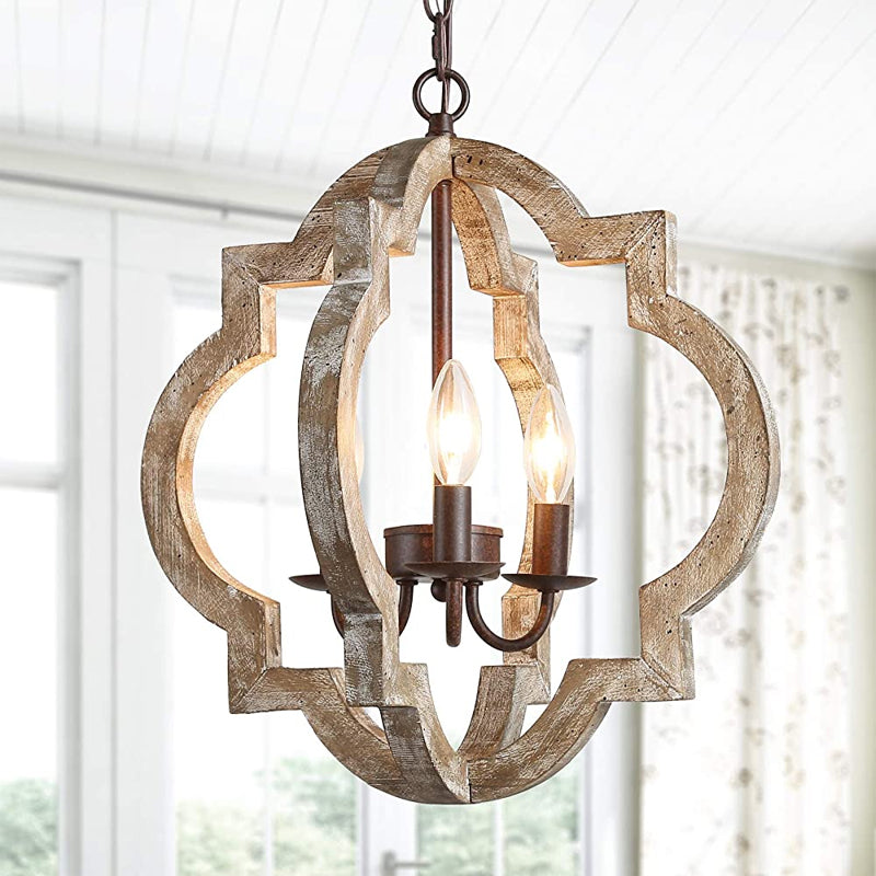 Wood Drop Pendant Curved Frame 1-Light Traditional Hanging Light Fixture for Living Room Distressed Wood Clearhalo 'Ceiling Lights' 'Pendant Lights' 'Pendants' Lighting' 2016175_337af35c-a28e-4c85-8553-5c43b9377759