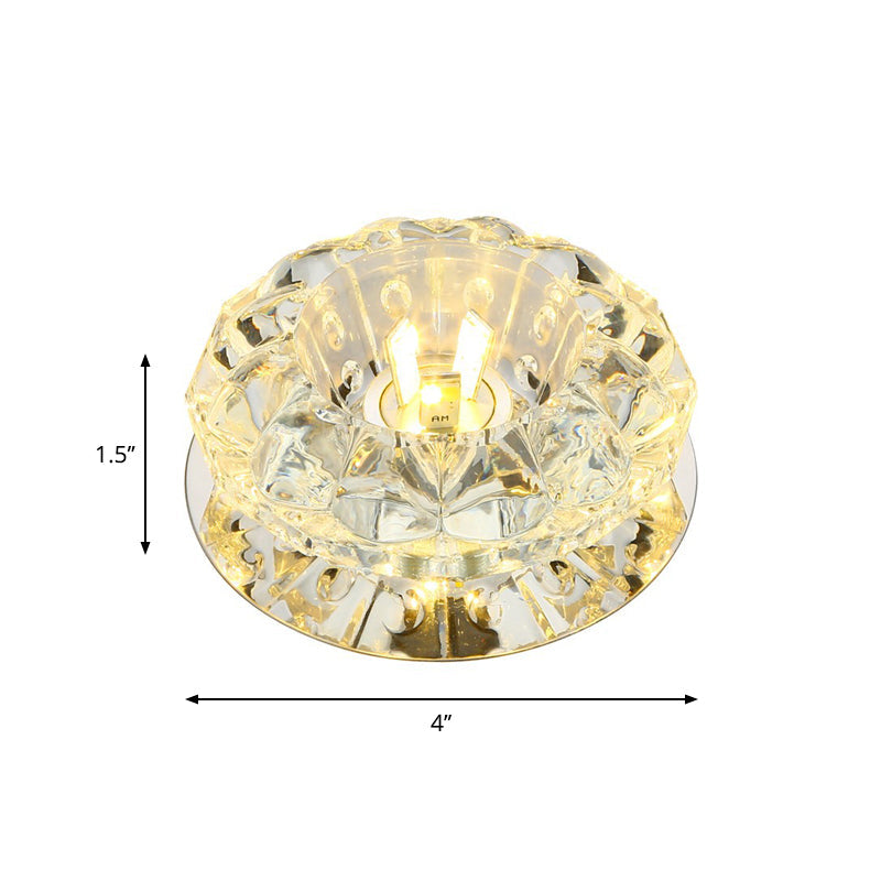 Petal Clear Crystal Ceiling Mounted Lamp Modern LED Chrome Flush Mount Lighting for Hallway Clearhalo 'Ceiling Lights' 'Close To Ceiling Lights' 'Close to ceiling' 'Flush mount' Lighting' 2016355