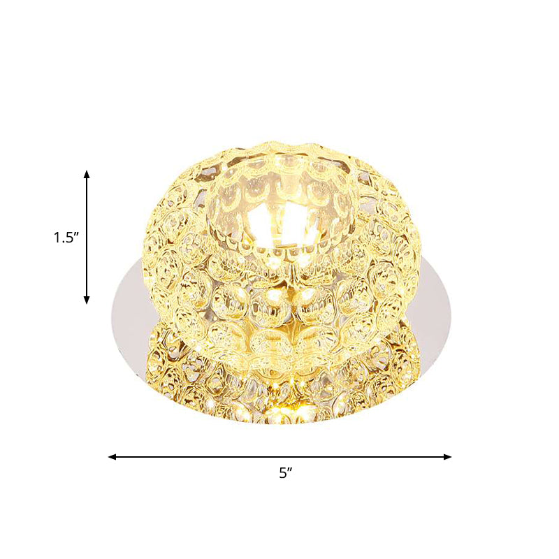 Clear Crystal Round Ceiling Lighting Modern LED Flush Mount Light in Chrome for Corridor Clearhalo 'Ceiling Lights' 'Close To Ceiling Lights' 'Close to ceiling' 'Flush mount' Lighting' 2016403