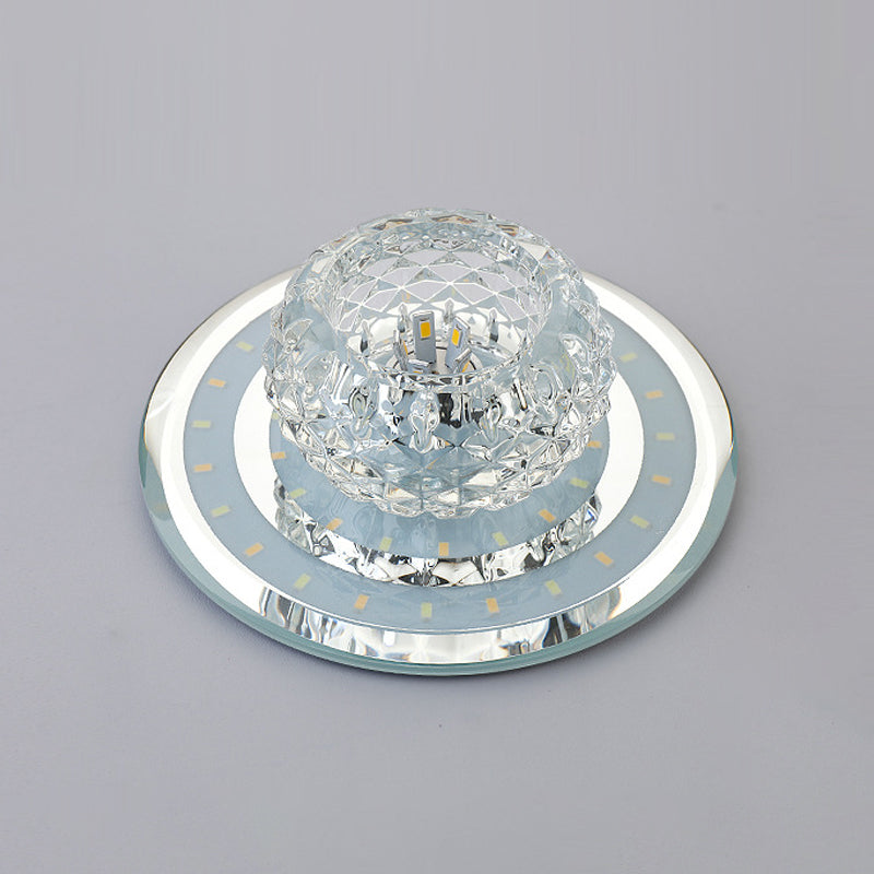 Geometrical Foyer Ceiling Light Fixture Faceted Crystal LED Simplicity Flush Mount in Chrome Clearhalo 'Ceiling Lights' 'Close To Ceiling Lights' 'Close to ceiling' 'Flush mount' Lighting' 2016407