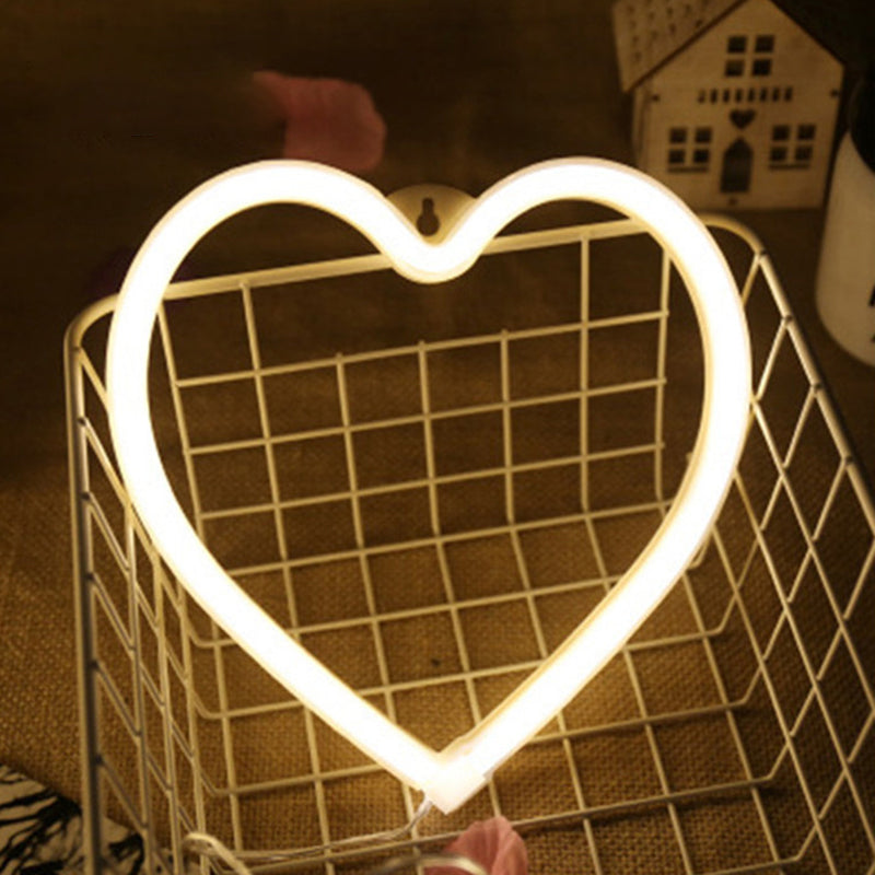 Heart Shaped Plastic Nightstand Lighting Cartoon Style LED White Wall Night Lamp with UDB Plug-in Cord Clearhalo 'Night Lights' 'Wall Lights' Lighting' 2016618