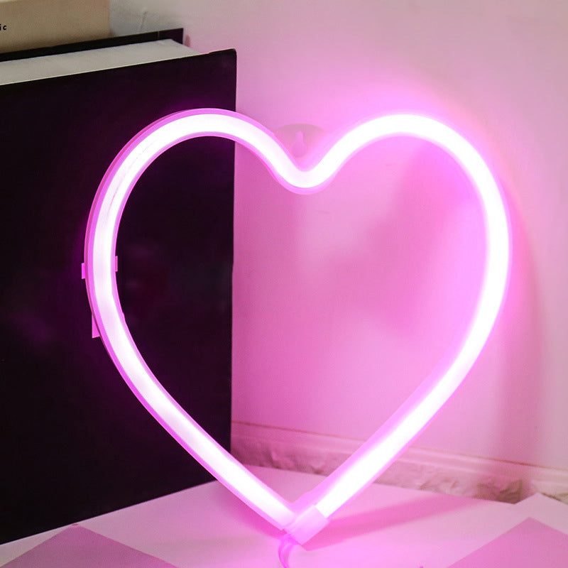 Heart Shaped Plastic Nightstand Lighting Cartoon Style LED White Wall Night Lamp with UDB Plug-in Cord White Pink Clearhalo 'Night Lights' 'Wall Lights' Lighting' 2016619