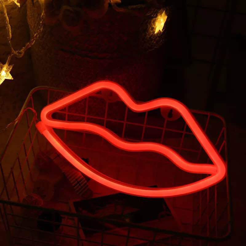 Red Lip-Shaped Nightstand Light Contemporary LED Plastic Wall Lighting for Children Room Red Clearhalo 'Night Lights' 'Wall Lights' Lighting' 2016635