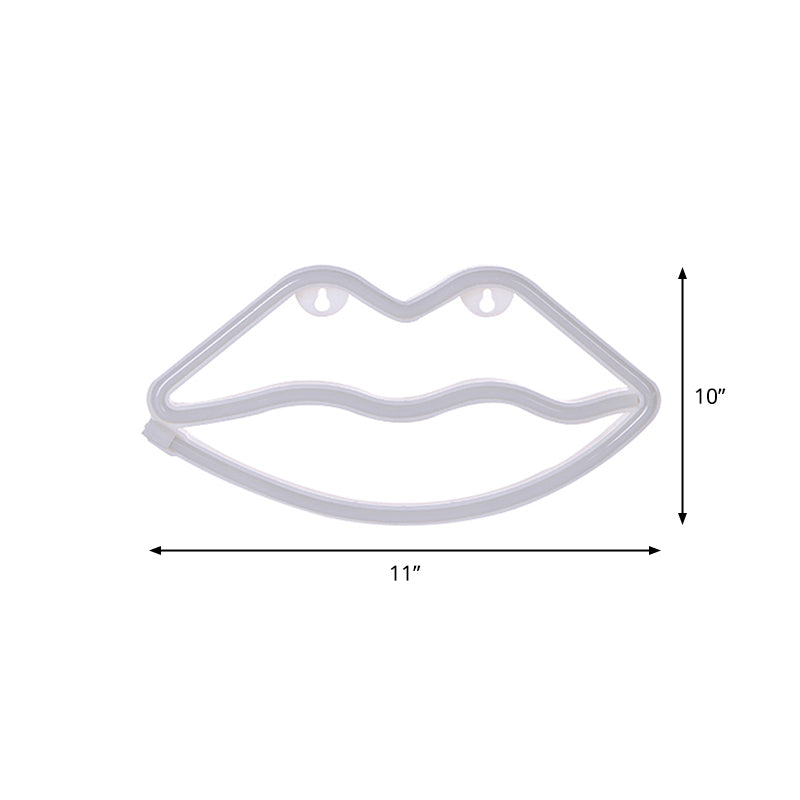 Red Lip-Shaped Nightstand Light Contemporary LED Plastic Wall Lighting for Children Room Clearhalo 'Night Lights' 'Wall Lights' Lighting' 2016639