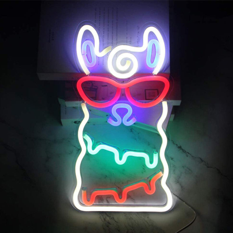 Alpaca Mini Wall Night Light Cartoon Style Plastic Kids Bedroom LED Nightstand Lamp in White White Clearhalo 'Night Lights' 'Wall Lights' Lighting' 2016733