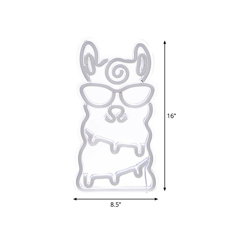 Alpaca Mini Wall Night Light Cartoon Style Plastic Kids Bedroom LED Nightstand Lamp in White Clearhalo 'Night Lights' 'Wall Lights' Lighting' 2016737