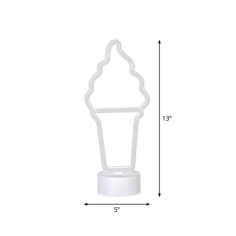 Ice Cream Plastic Night Lighting Simplicity LED White Wall Night Light with Battery Power Clearhalo 'Night Lights' 'Wall Lights' Lighting' 2016757