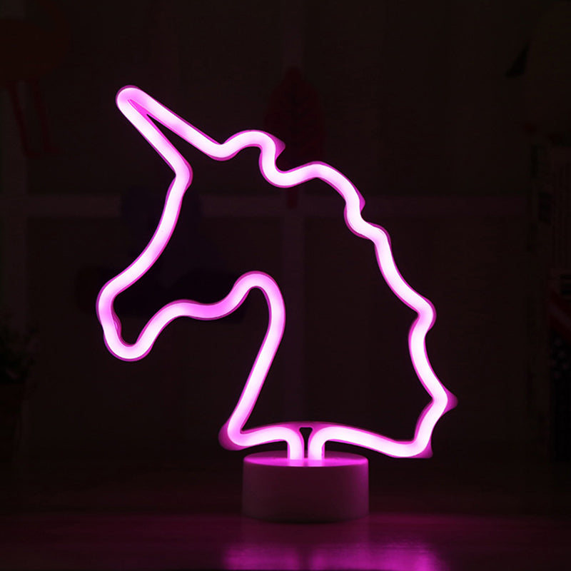 White Unicorn Night Table Lighting Creative Battery Powered LED Plastic Wall Night Light White Pink Clearhalo 'Night Lights' 'Wall Lights' Lighting' 2016840