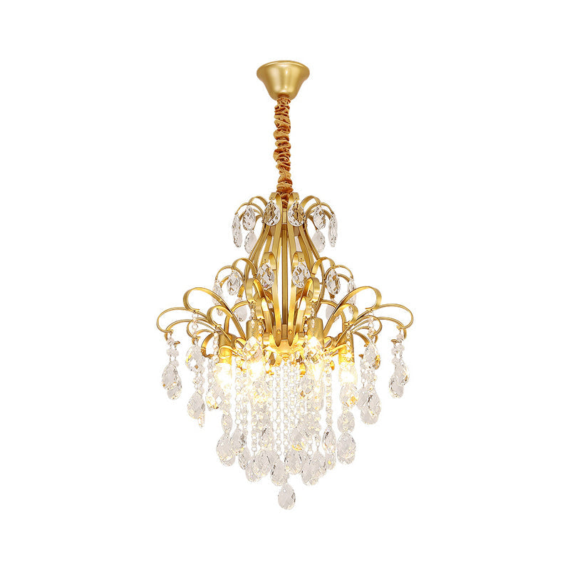 Metal Drop Pendant Branches Traditional Chandelier Lighting Fixture with Crystal Draping Clearhalo 'Ceiling Lights' 'Chandeliers' Lighting' options 2018486