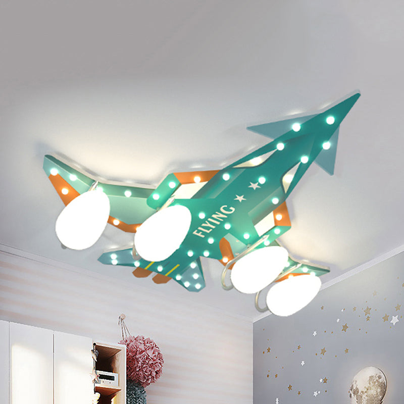 Wood Combat Aeroplane Ceiling Light Game Room Shop Cartoon Flush Mount Light Blue B Clearhalo 'Ceiling Lights' 'Close To Ceiling Lights' 'Close to ceiling' 'Glass shade' 'Glass' Lighting' 201887