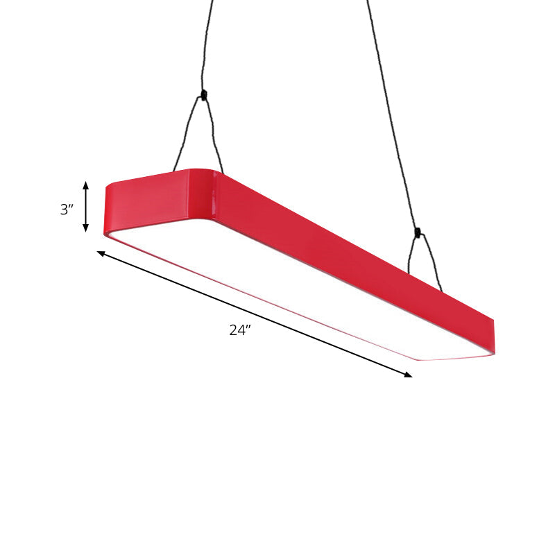 Modern Stylish Rectangle Hanging Chandelier Acrylic LED Red/Yellow/Blue/Green Suspension Light in Warm/White Light for Office Clearhalo 'Ceiling Lights' 'Pendant Lights' 'Pendants' Lighting' 202036