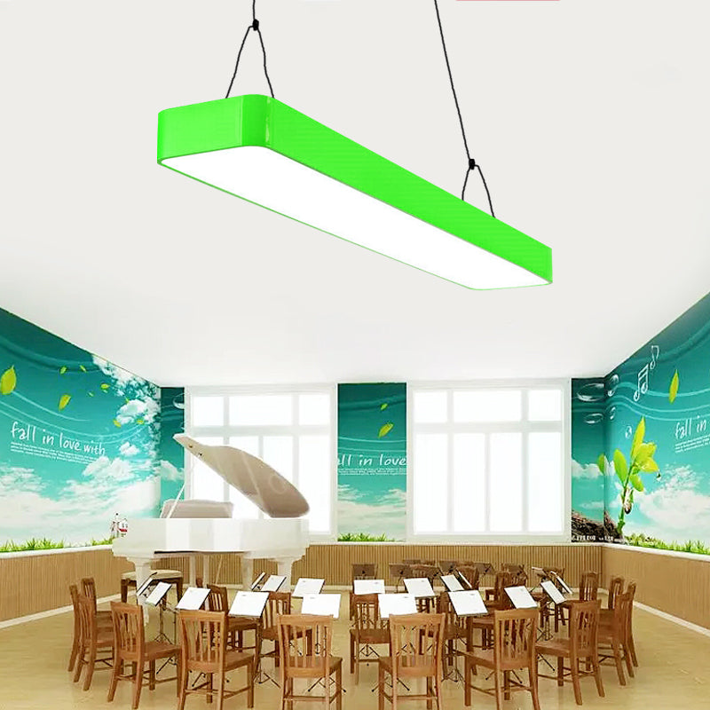 Modern Stylish Rectangle Hanging Chandelier Acrylic LED Red/Yellow/Blue/Green Suspension Light in Warm/White Light for Office Clearhalo 'Ceiling Lights' 'Pendant Lights' 'Pendants' Lighting' 202037