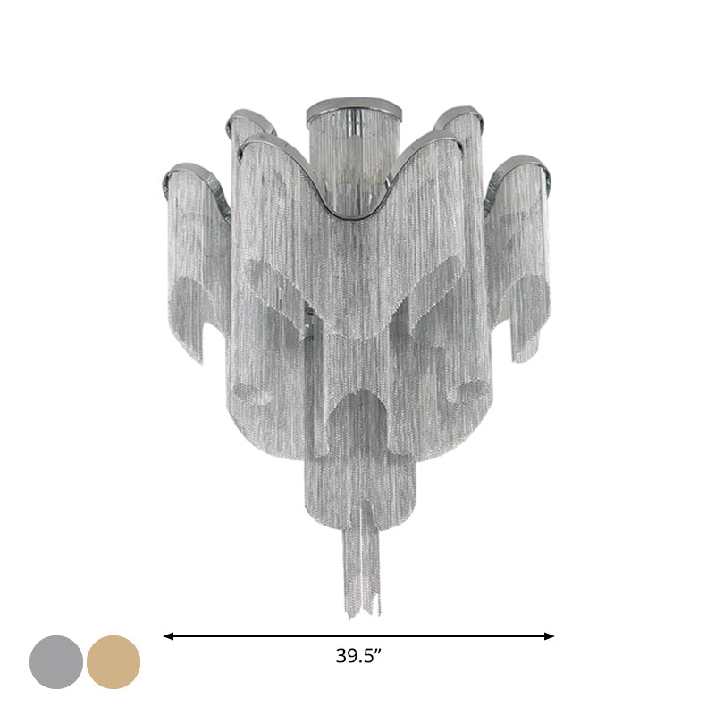 Aluminum Tiered Tassel Semi Flush Light Modernist LED Close to Ceiling Lamp for Living Room Clearhalo 'Ceiling Lights' 'Close To Ceiling Lights' 'Close to ceiling' 'Semi-flushmount' Lighting' 2024250