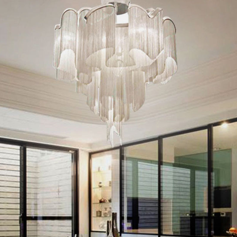 Twisted Living Room Semi Flush Aluminum LED Contemporary Ceiling Light Fixture Clearhalo 'Ceiling Lights' 'Close To Ceiling Lights' 'Close to ceiling' 'Semi-flushmount' Lighting' 2024266