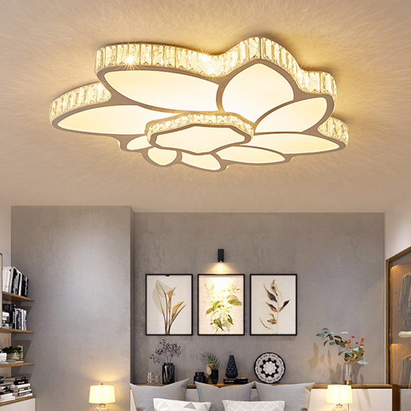 Living Room Clear Crystal LED Flush Light Minimalist Ceiling Lighting with Flower Acrylic Shade Clear Clearhalo 'Ceiling Lights' 'Close To Ceiling Lights' 'Close to ceiling' 'Flush mount' Lighting' 2024393