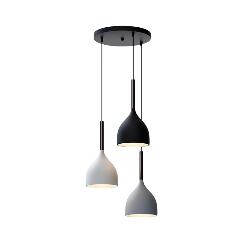 Teardrop Multi Light Pendant Modern Metal 3-Bulb Dining Room Down Lighting in Black Clearhalo 'Ceiling Lights' 'Modern Pendants' 'Modern' 'Pendant Lights' 'Pendants' Lighting' 2024566