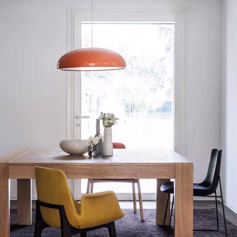 Bowl Shade Drop Pendant Modernist Metal 1 Light Suspension Light for Dining Room Orange Clearhalo 'Ceiling Lights' 'Modern Pendants' 'Modern' 'Pendant Lights' 'Pendants' Lighting' 2024632