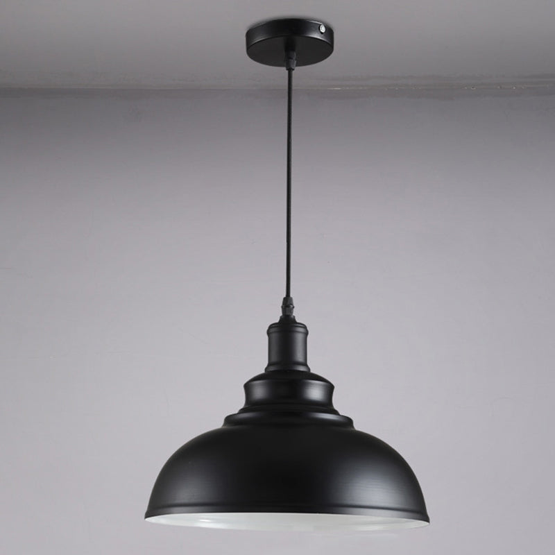 Black Bowl Suspension Light Fixture Industrial Style Metal 1-Bulb Dining Room Hanging Lamp Kit Black Clearhalo 'Art Deco Pendants' 'Black' 'Cast Iron' 'Ceiling Lights' 'Ceramic' 'Crystal' 'Industrial Pendants' 'Industrial' 'Metal' 'Middle Century Pendants' 'Pendant Lights' 'Pendants' 'Rustic Pendants' 'Tiffany' Lighting' 2024689