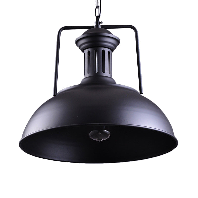 Iron Black Drop Lamp Barn 1 Light Farmhouse Pendant Lighting Fixture with Vented Socket Clearhalo 'Art Deco Pendants' 'Black' 'Cast Iron' 'Ceiling Lights' 'Ceramic' 'Crystal' 'Industrial Pendants' 'Industrial' 'Metal' 'Middle Century Pendants' 'Pendant Lights' 'Pendants' 'Rustic Pendants' 'Tiffany' Lighting' 2024708