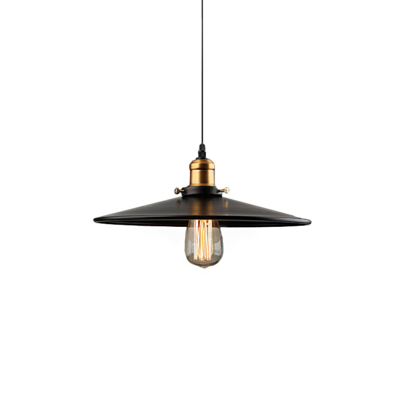 Black 1 Light Pendant Light Fixture Farmhouse Metal Wide Flare Ceiling Suspension Lamp Clearhalo 'Art Deco Pendants' 'Black' 'Cast Iron' 'Ceiling Lights' 'Ceramic' 'Crystal' 'Industrial Pendants' 'Industrial' 'Metal' 'Middle Century Pendants' 'Pendant Lights' 'Pendants' 'Rustic Pendants' 'Tiffany' Lighting' 2024786