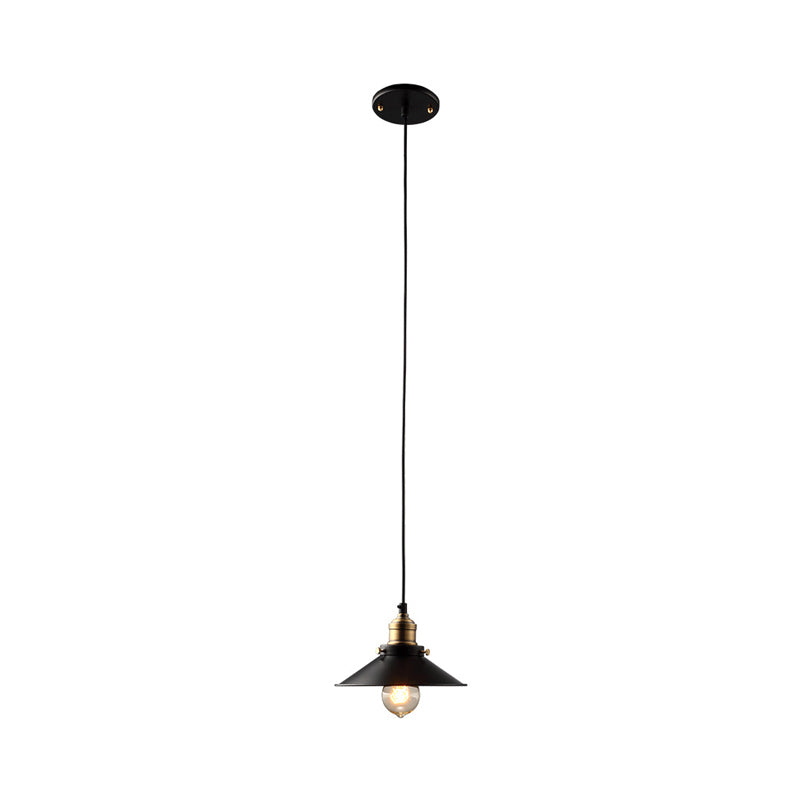 Black 1 Light Pendant Light Fixture Farmhouse Metal Wide Flare Ceiling Suspension Lamp Black Small Clearhalo 'Art Deco Pendants' 'Black' 'Cast Iron' 'Ceiling Lights' 'Ceramic' 'Crystal' 'Industrial Pendants' 'Industrial' 'Metal' 'Middle Century Pendants' 'Pendant Lights' 'Pendants' 'Rustic Pendants' 'Tiffany' Lighting' 2024791