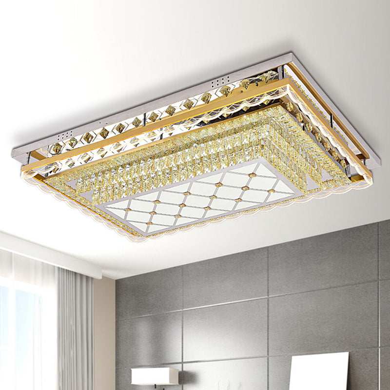 Clear Crystal Rectangle Flush Light Contemporary LED Ceiling Lighting for Living Room Clearhalo 'Ceiling Lights' 'Close To Ceiling Lights' 'Close to ceiling' 'Flush mount' Lighting' 2024968