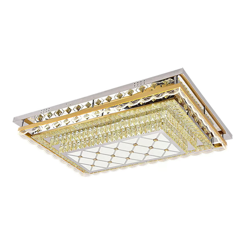 Clear Crystal Rectangle Flush Light Contemporary LED Ceiling Lighting for Living Room Clearhalo 'Ceiling Lights' 'Close To Ceiling Lights' 'Close to ceiling' 'Flush mount' Lighting' 2024970