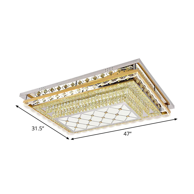 Clear Crystal Rectangle Flush Light Contemporary LED Ceiling Lighting for Living Room Clearhalo 'Ceiling Lights' 'Close To Ceiling Lights' 'Close to ceiling' 'Flush mount' Lighting' 2024971