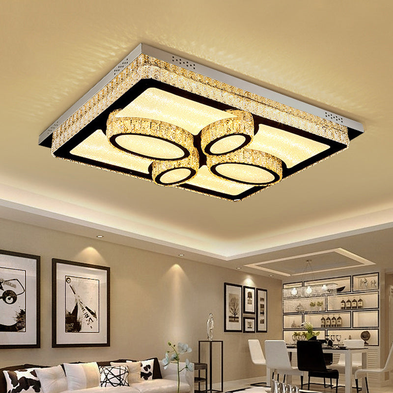 Rectangular Ceiling Lighting Simplicity Clear Crystal Stainless Steel LED Flush Mount Lamp for Living Room Clear B Clearhalo 'Ceiling Lights' 'Close To Ceiling Lights' 'Close to ceiling' 'Flush mount' Lighting' 2025035