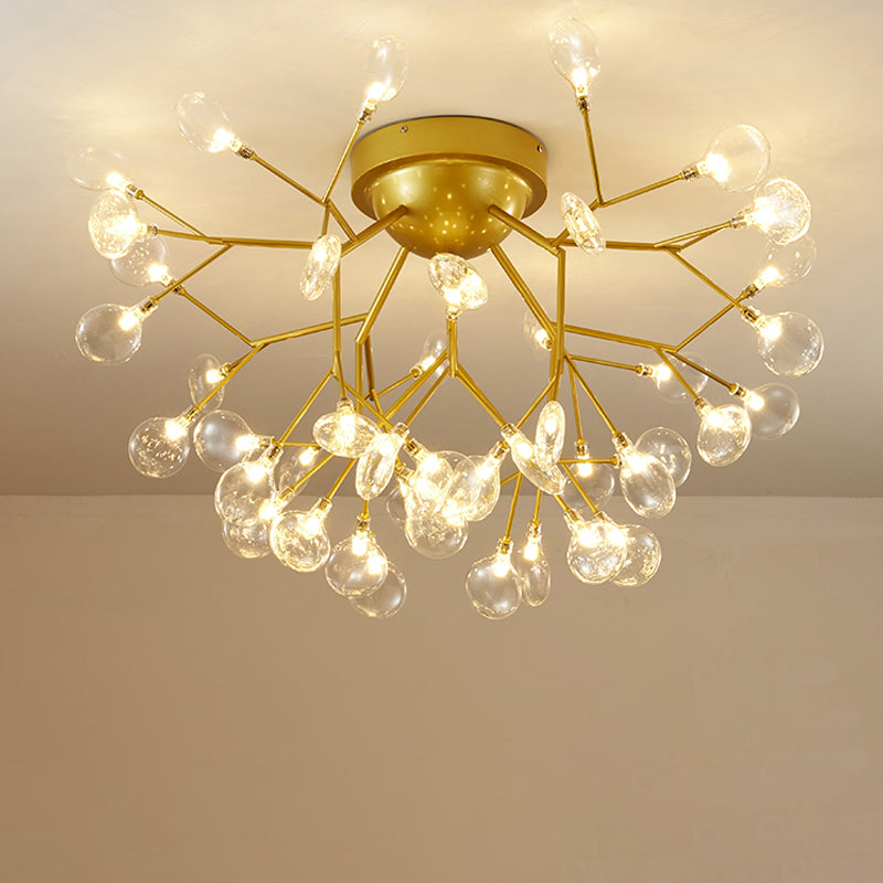 Nordic Heracleum Flush Light Fixture Metal Living Room LED Ceiling Flush Mount in Brass 45 Brass Clear Clearhalo 'Ceiling Lights' 'Close To Ceiling Lights' 'Close to ceiling' 'Flush mount' Lighting' 2025290