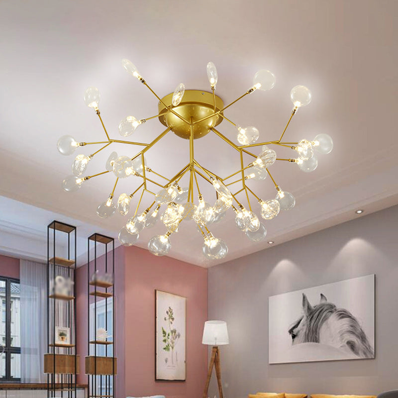 Nordic Heracleum Flush Light Fixture Metal Living Room LED Ceiling Flush Mount in Brass 36 Brass Clear Clearhalo 'Ceiling Lights' 'Close To Ceiling Lights' 'Close to ceiling' 'Flush mount' Lighting' 2025295