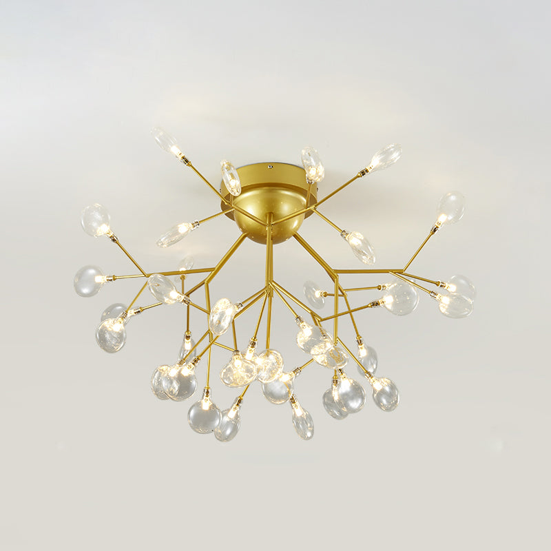 Nordic Heracleum Flush Light Fixture Metal Living Room LED Ceiling Flush Mount in Brass Clearhalo 'Ceiling Lights' 'Close To Ceiling Lights' 'Close to ceiling' 'Flush mount' Lighting' 2025297