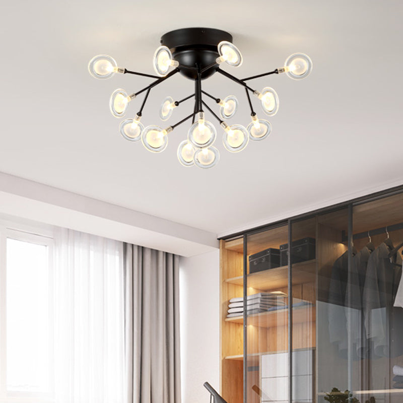 Acrylic Leaf-Shaped Flush Mount Lamp Modern LED Close to Ceiling Lighting for Bedroom 18 Black Clearhalo 'Ceiling Lights' 'Close To Ceiling Lights' 'Close to ceiling' 'Flush mount' Lighting' 2025323