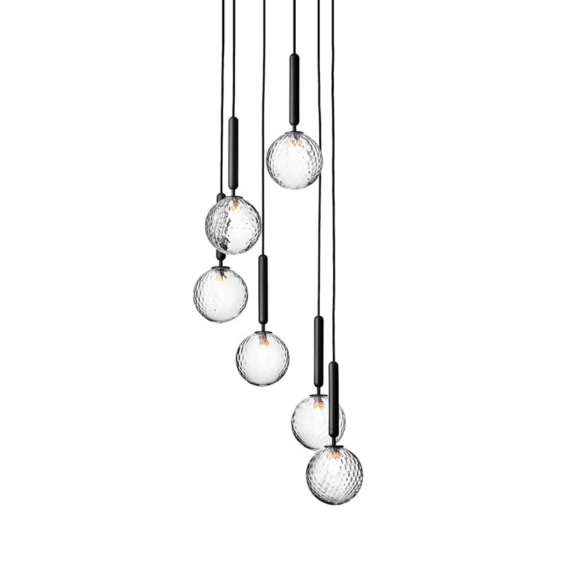 Black Globe Multi Light Chandelier Simple Glass Pendant Lighting Fixture for Stairs Black D Clearhalo 'Ceiling Lights' 'Modern Pendants' 'Modern' 'Pendant Lights' 'Pendants' Lighting' 2025426