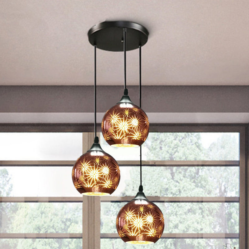 Globe Hanging Ceiling Light Modernist Firework Glass Bronze Suspension Lighting for Corridor Clearhalo 'Ceiling Lights' 'Chandeliers' 'Glass shade' 'Glass' 'Modern Pendants' 'Modern' 'Pendant Lights' 'Pendants' Lighting' 2025787