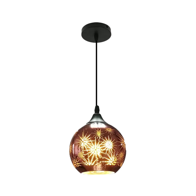 Globe Hanging Ceiling Light Modernist Firework Glass Bronze Suspension Lighting for Corridor Clearhalo 'Ceiling Lights' 'Chandeliers' 'Glass shade' 'Glass' 'Modern Pendants' 'Modern' 'Pendant Lights' 'Pendants' Lighting' 2025794