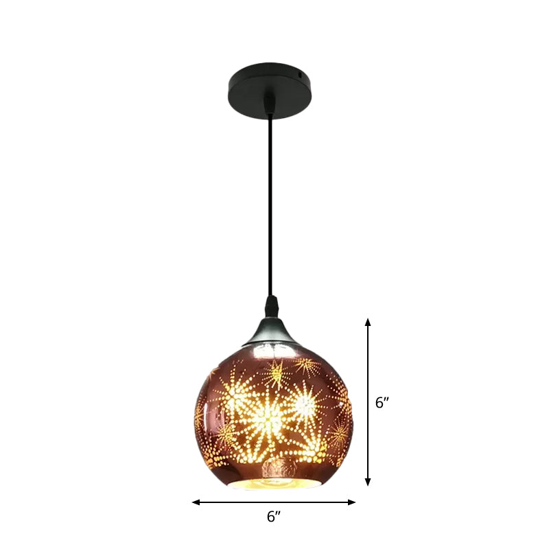 Globe Hanging Ceiling Light Modernist Firework Glass Bronze Suspension Lighting for Corridor Clearhalo 'Ceiling Lights' 'Chandeliers' 'Glass shade' 'Glass' 'Modern Pendants' 'Modern' 'Pendant Lights' 'Pendants' Lighting' 2025796