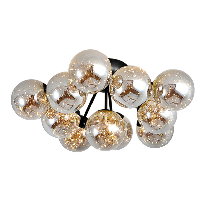 Ball Flushmount Light Modernist Smoke Grey Glass LED Starry Ceiling Lighting for Bedroom Clearhalo 'Ceiling Lights' 'Close To Ceiling Lights' 'Close to ceiling' 'Flush mount' Lighting' 2026038