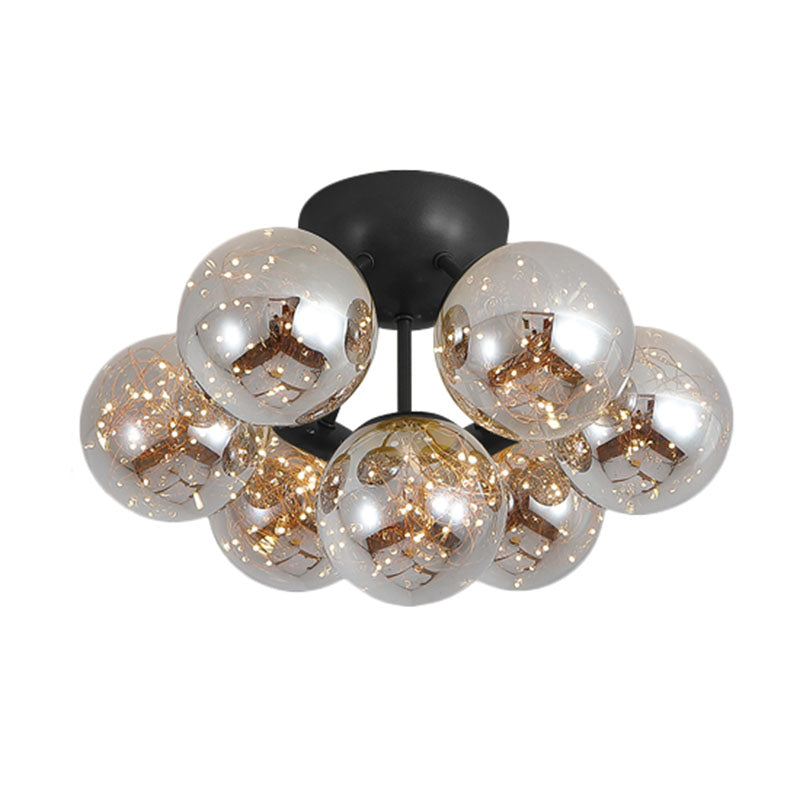 Ball Flushmount Light Modernist Smoke Grey Glass LED Starry Ceiling Lighting for Bedroom Clearhalo 'Ceiling Lights' 'Close To Ceiling Lights' 'Close to ceiling' 'Flush mount' Lighting' 2026040