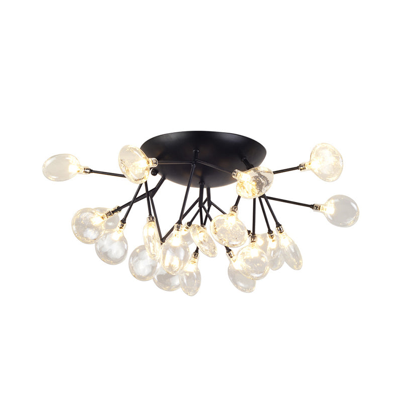 Leaves Clear Glass Flush Mount Lamp Modernist LED Black Ceiling Flush for Living Room Clearhalo 'Ceiling Lights' 'Close To Ceiling Lights' 'Close to ceiling' 'Flush mount' Lighting' 2026162