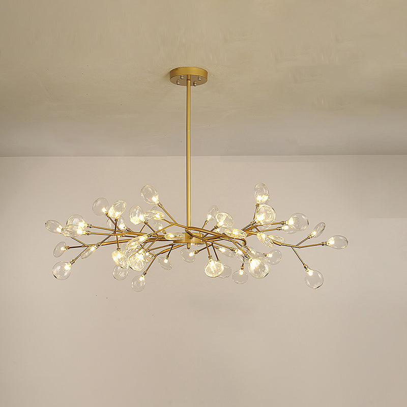 Leaf-Shaped Chandelier Light Modernist Metal LED Brass Pendant Lighting Fixture 54 Gold Clear Clearhalo 'Ceiling Lights' 'Chandeliers' 'Modern Chandeliers' 'Modern' Lighting' 2026267