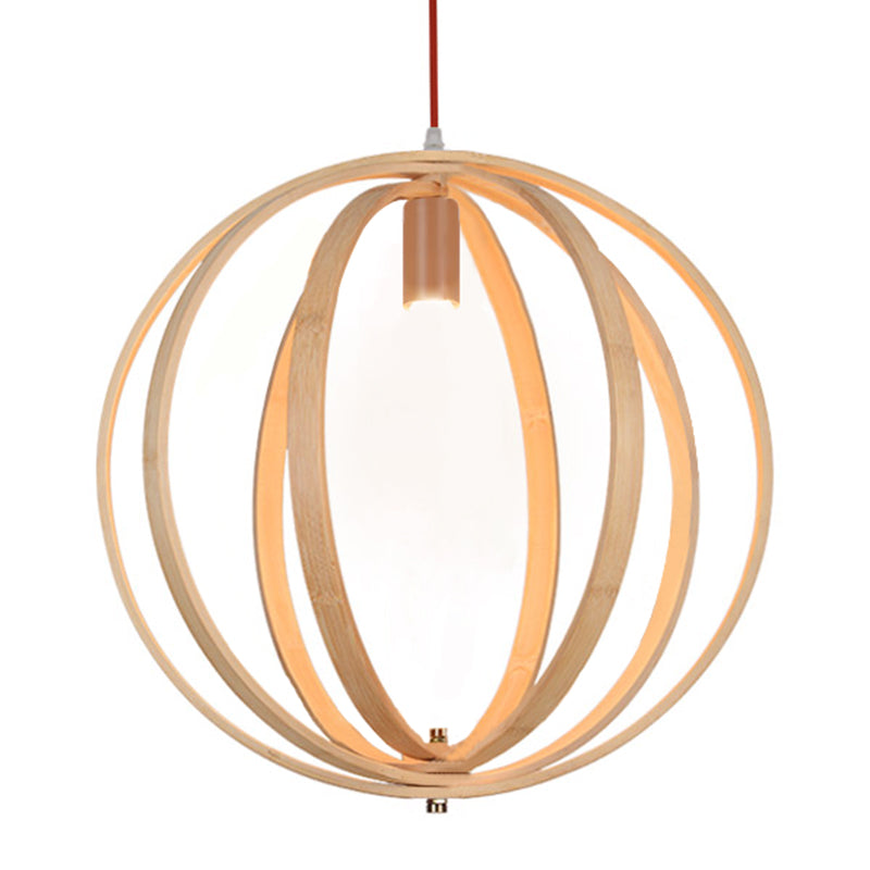 Wood Gyro Pendant Lamp Contemporary 1 Light Gold Suspension Lighting, 16